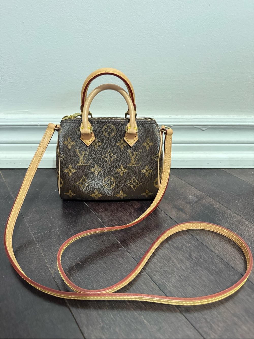 Auth LOUIS VUITTON LV Nano Speedy Monogram Bag *Original Version* Gold Hardware - Picture 2 of 12